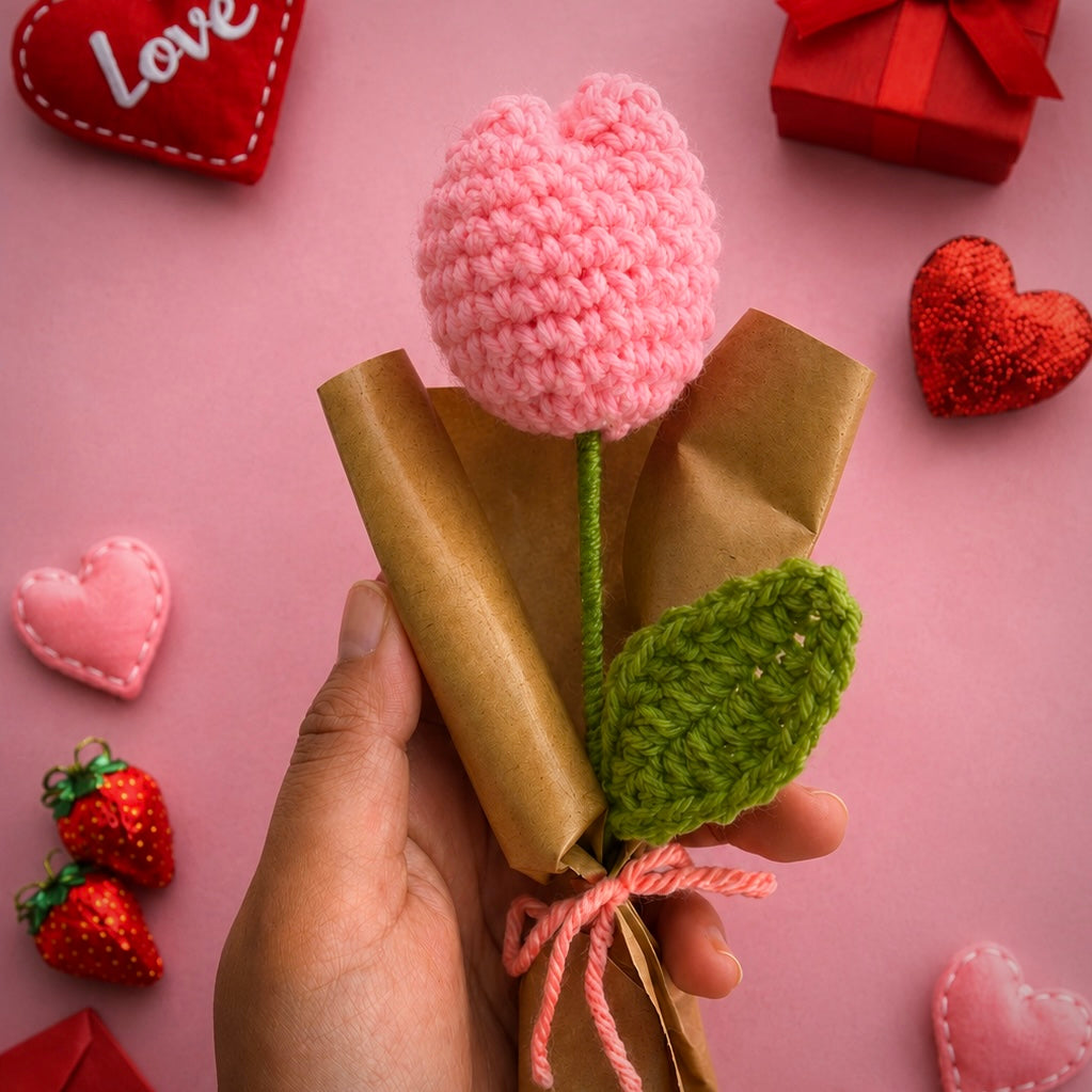 Handmade crochet tulip